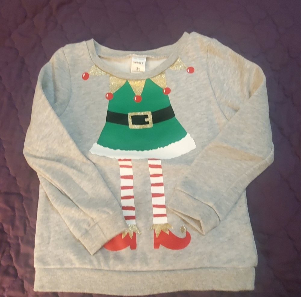 Carter's Festive Elf Kids Shirt - Gray and Green